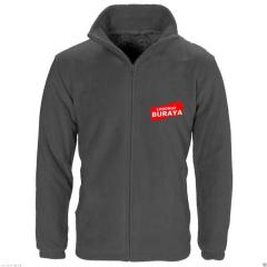 Fermuarlı ve Cepli Polar Ceket - Mont Gri