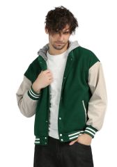 Kapüşonlu Nakışlı ve Baskılı Kolej Montu, Varsity, Bomber Ceket KPL03