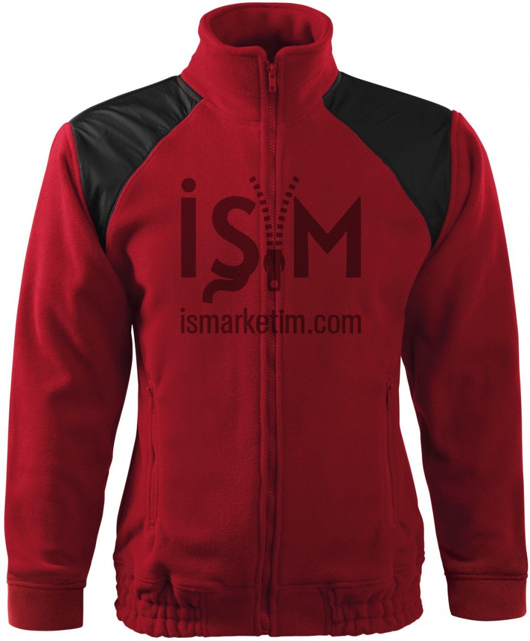 Garnitür Çift Renk Cep Fermuarlı Polar Ceket - Bordo