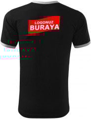 Sıfır Yaka Penye T-Shirt - Siyah Garnitür