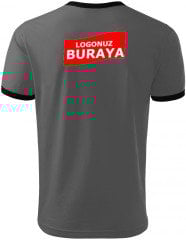 Sıfır Yaka Penye T-Shirt - Füme Garnitür