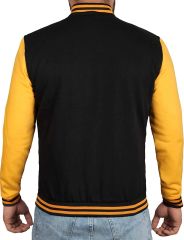 Siyah Sarı Nakışlı ve Baskılı Kolej Montu, Varsity, Bomber Ceket PL31