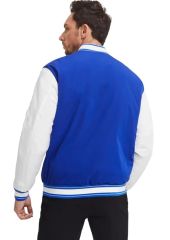 Saks Mavi Beyaz Nakışlı ve Baskılı Kolej Montu, Varsity, Bomber Ceket PL32