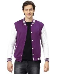 Mor Beyaz Nakışlı ve Baskılı Kolej Montu, Varsity, Bomber Ceket PL34