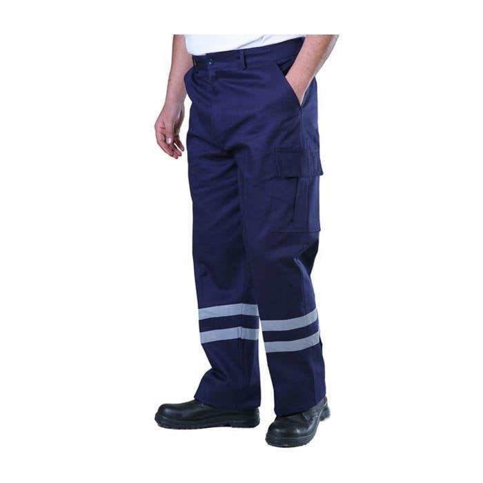 Lacivert Reflektörlü Kanvas İş Pantolonu