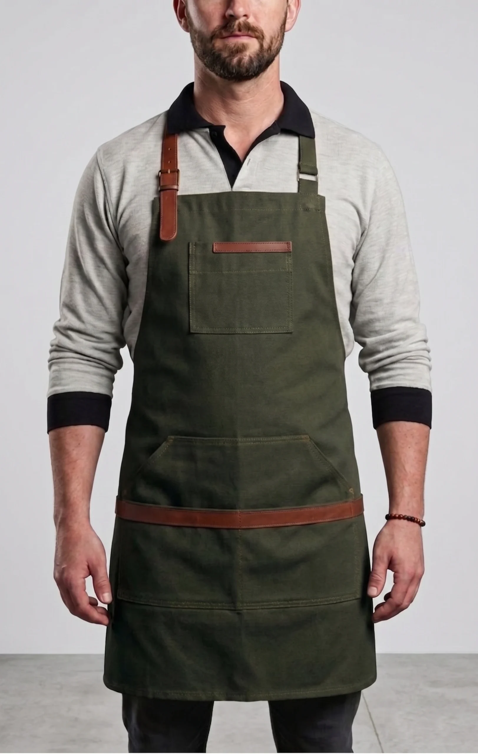 Barista Garson Önlüğü – Deri Askılı Profesyonel Cafe Önlüğü DB02 (1)