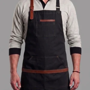 Barista Garson Önlüğü – Deri Askılı Profesyonel Cafe Önlüğü DB03