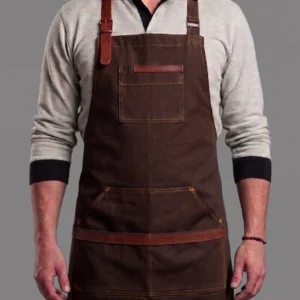 Barista Garson Önlüğü – Deri Askılı Profesyonel Cafe Önlüğü DB04