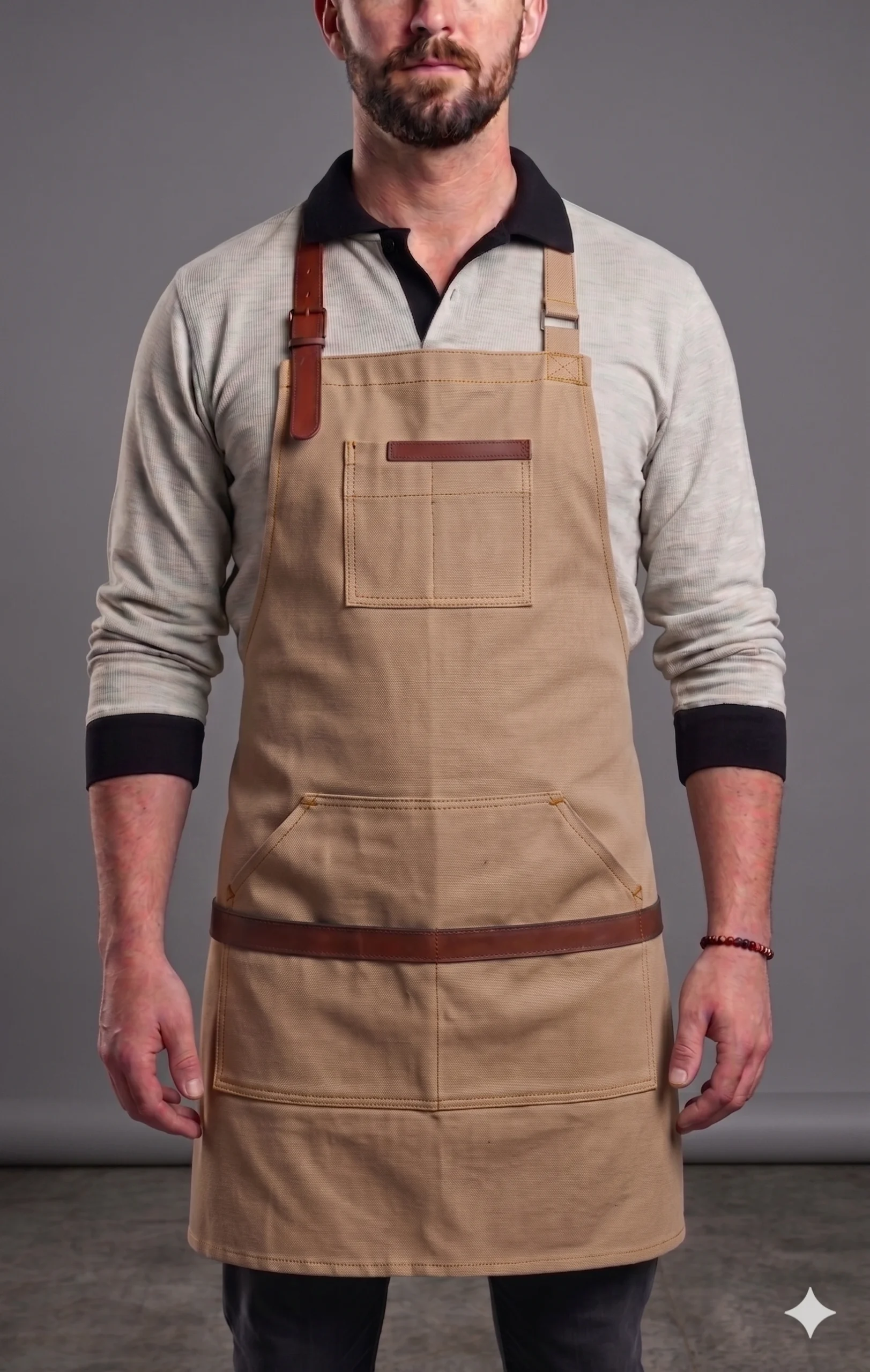 Barista Garson Önlüğü – Deri Askılı Profesyonel Cafe Önlüğü DB05