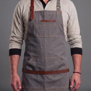 Barista Garson Önlüğü – Deri Askılı Profesyonel Cafe Önlüğü DB06