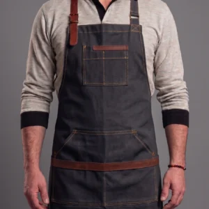 Barista Garson Önlüğü – Deri Askılı Profesyonel Cafe Önlüğü DB07