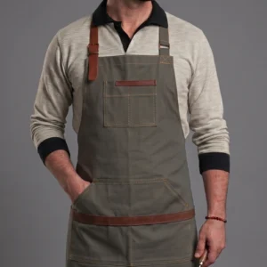 Barista Garson Önlüğü – Deri Askılı Profesyonel Cafe Önlüğü DB08