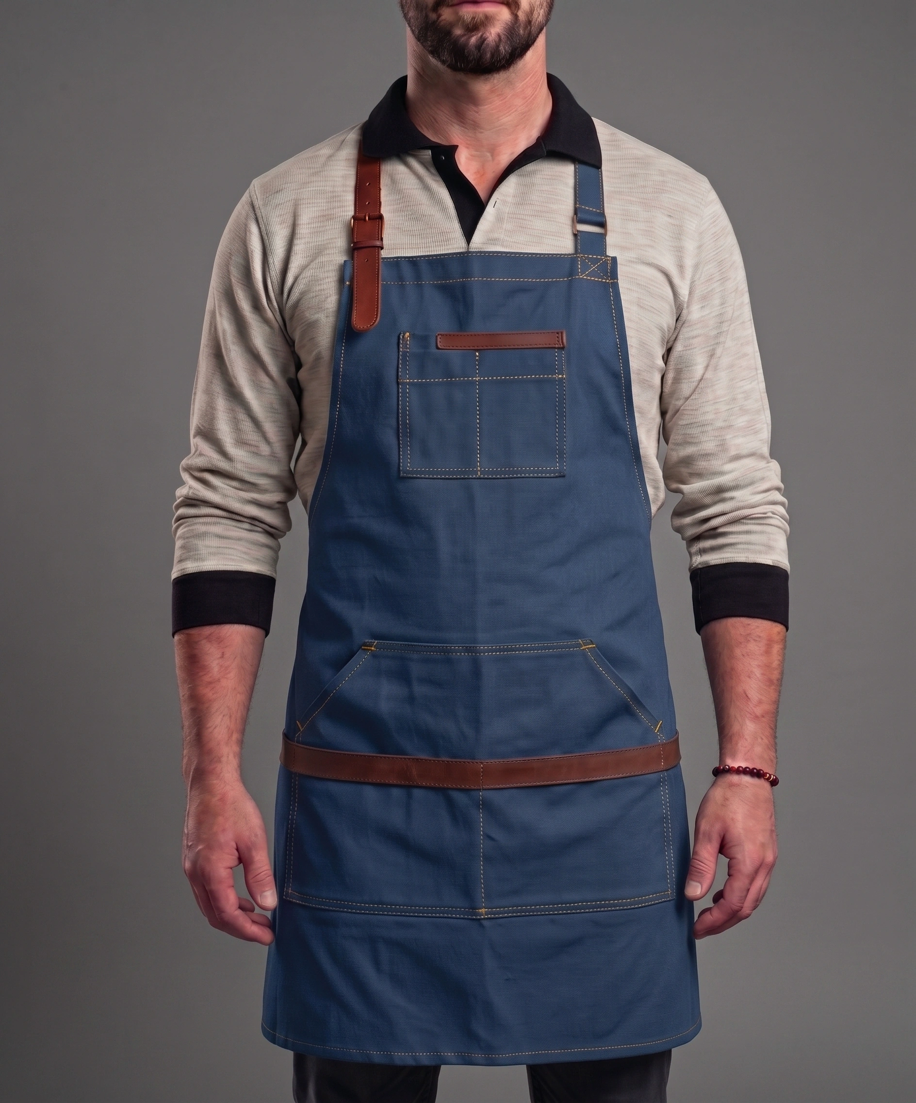 Barista Garson Önlüğü – Deri Askılı Profesyonel Cafe Önlüğü DB09