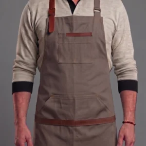Barista Garson Önlüğü – Deri Askılı Profesyonel Cafe Önlüğü DB10