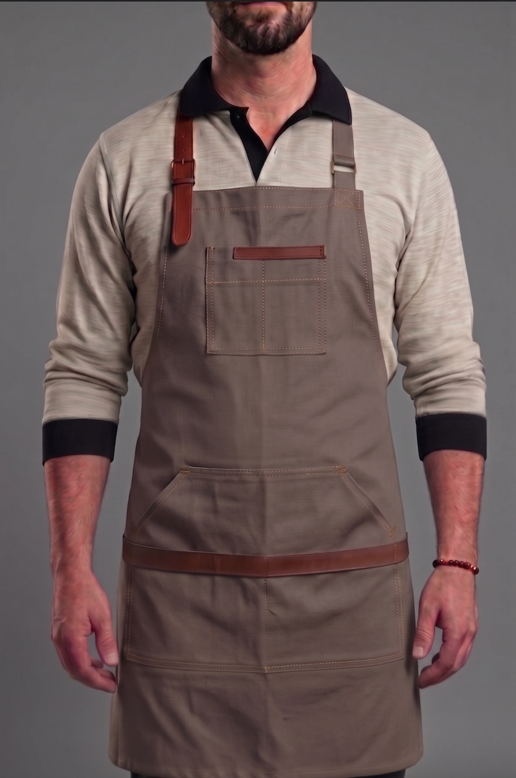 Barista Garson Önlüğü – Deri Askılı Profesyonel Cafe Önlüğü DB10