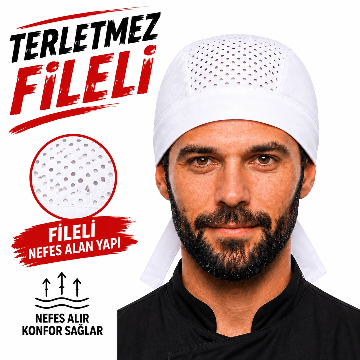 Likralı Fileli Aşçı Bonesi Beyaz – Unisex Profesyonel Şef ve Mutfak Bonesi 1 Likralı Fileli Aşçı Bonesi Beyaz – Unisex Profesyonel Şef ve Mutfak Bonesi